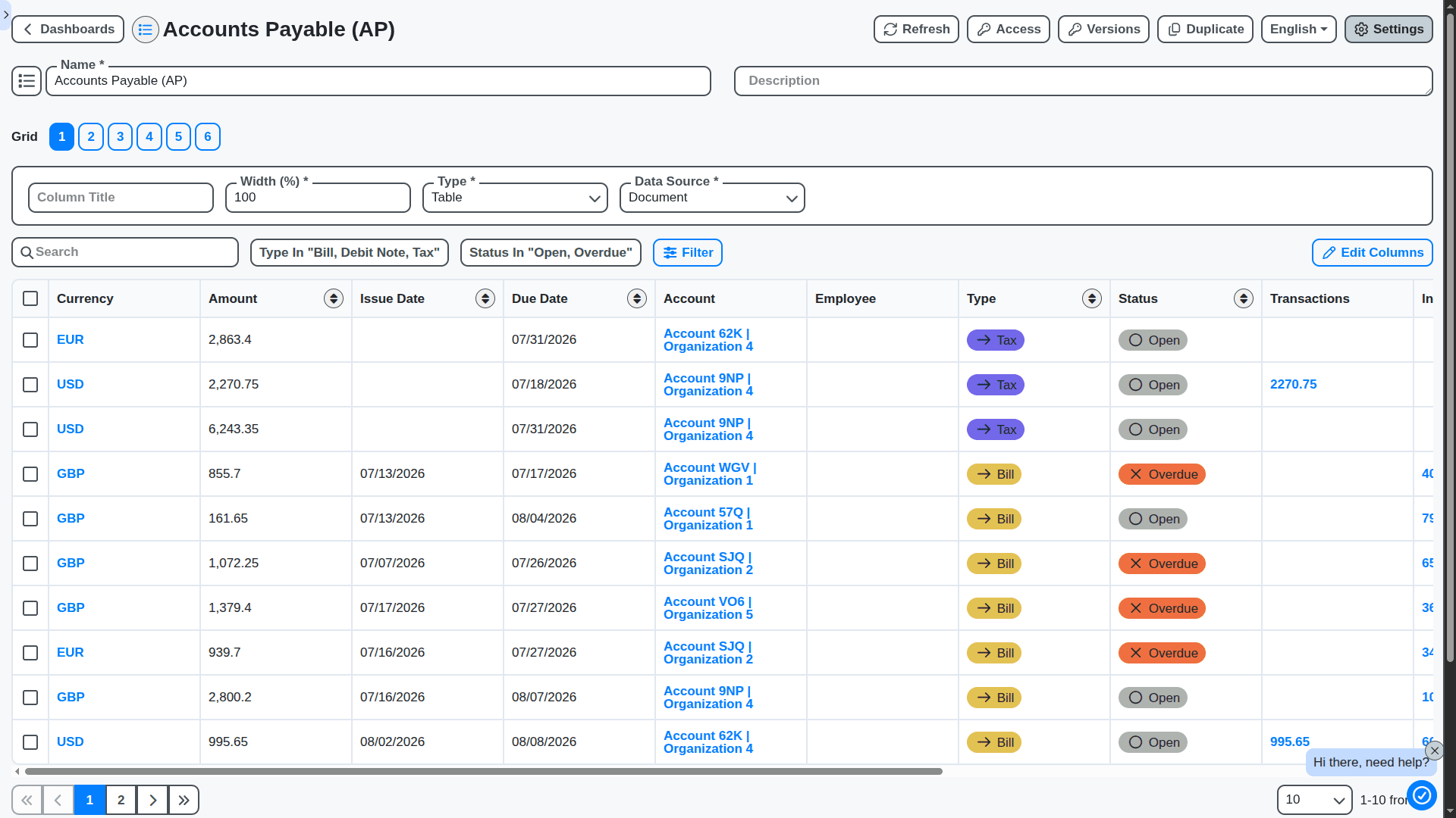 accounting management - accounts payable ap dashboard in edit mode