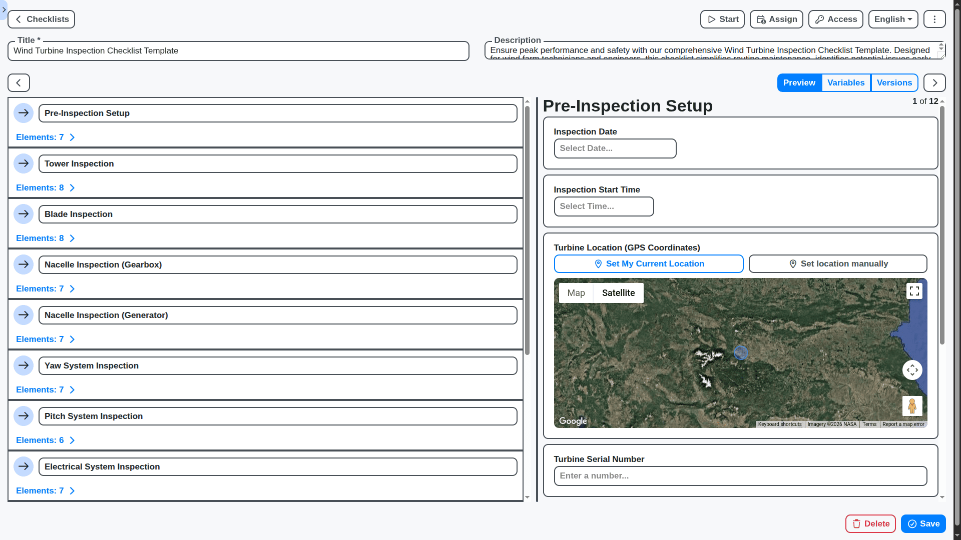 inspection management wind turbine inspection checklist
