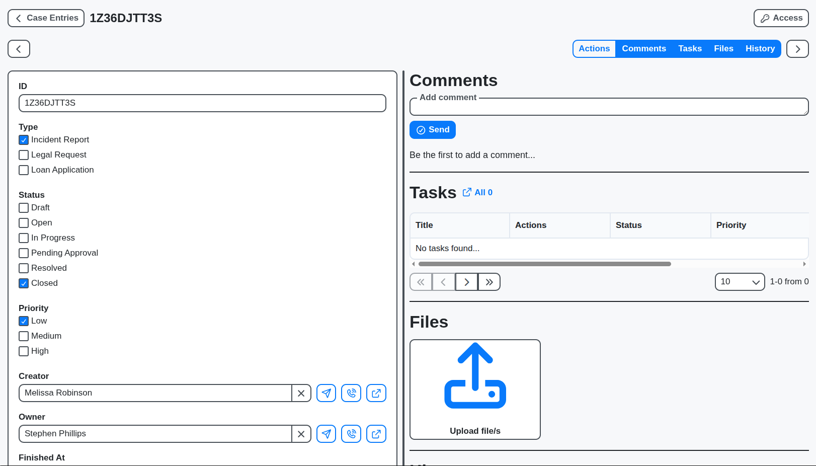 case detail page view screenshot