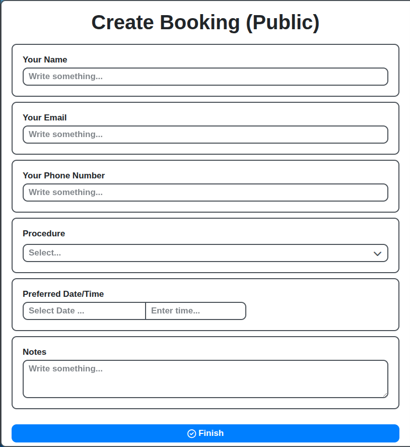 dental management booking checklist