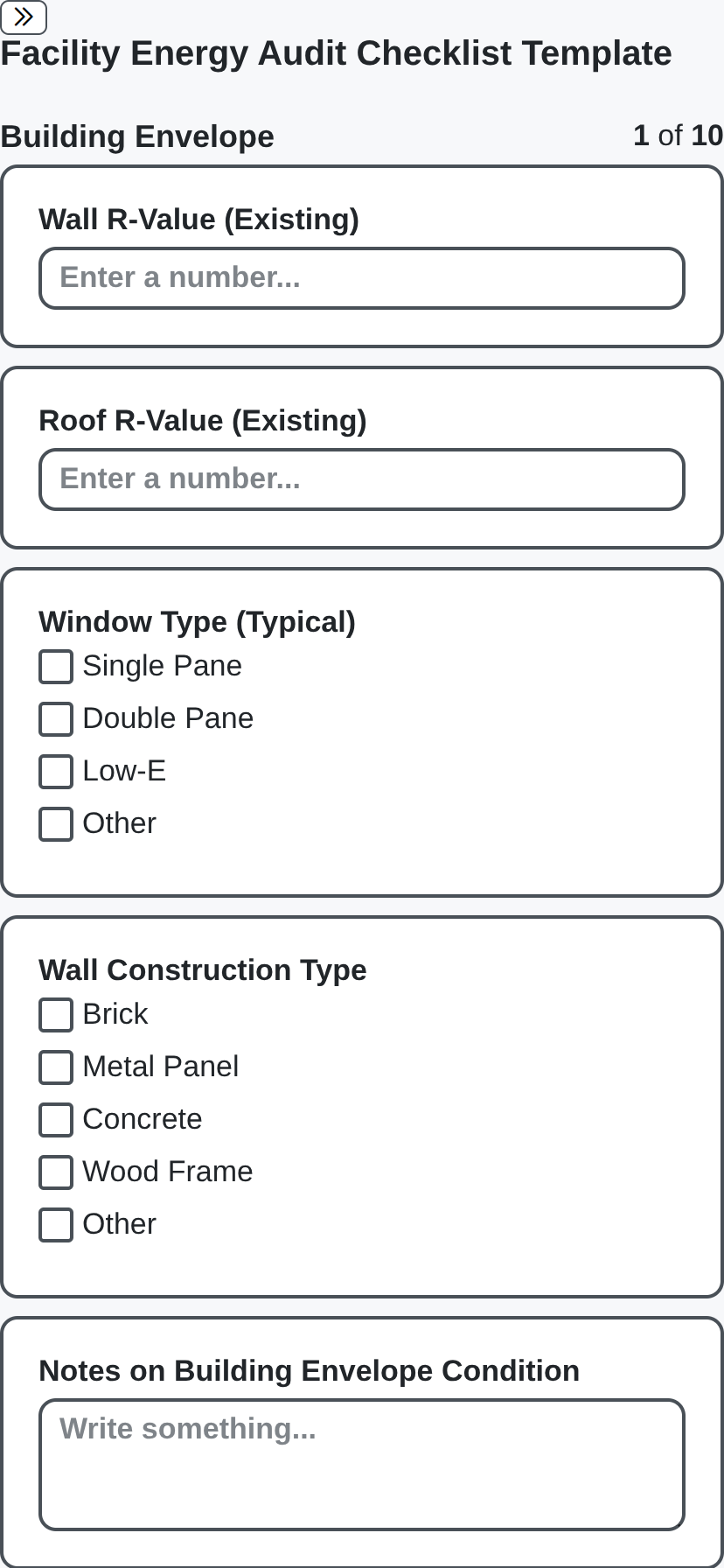 energy facility audit checklist mobile screenshot