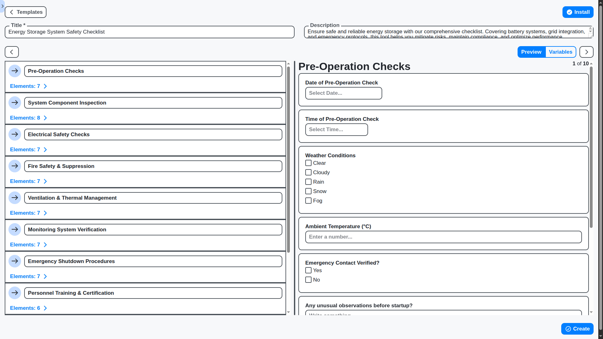 energy industry management - energy storage system safety checklist
