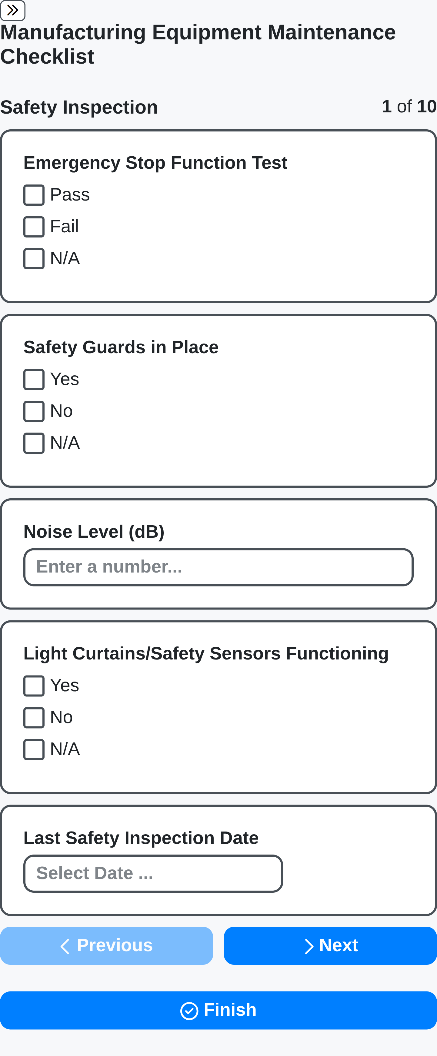 equipment maintenance task on mobile phone
