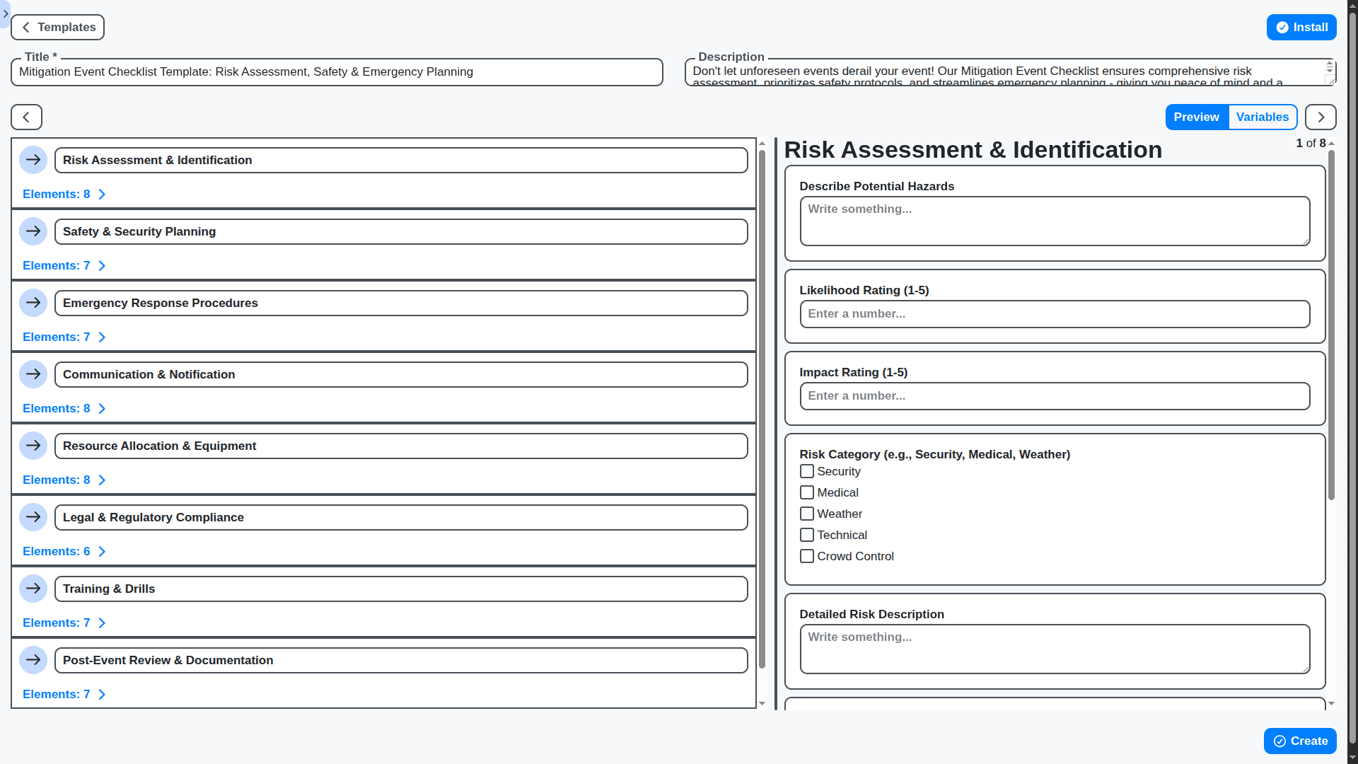 event planning management - Mitigation Event Checklist Template: Risk Assessment, Safety & Emergency Planning