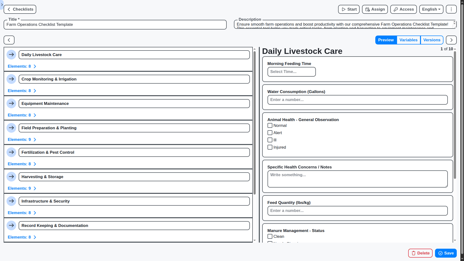 farm management farm operations checklist