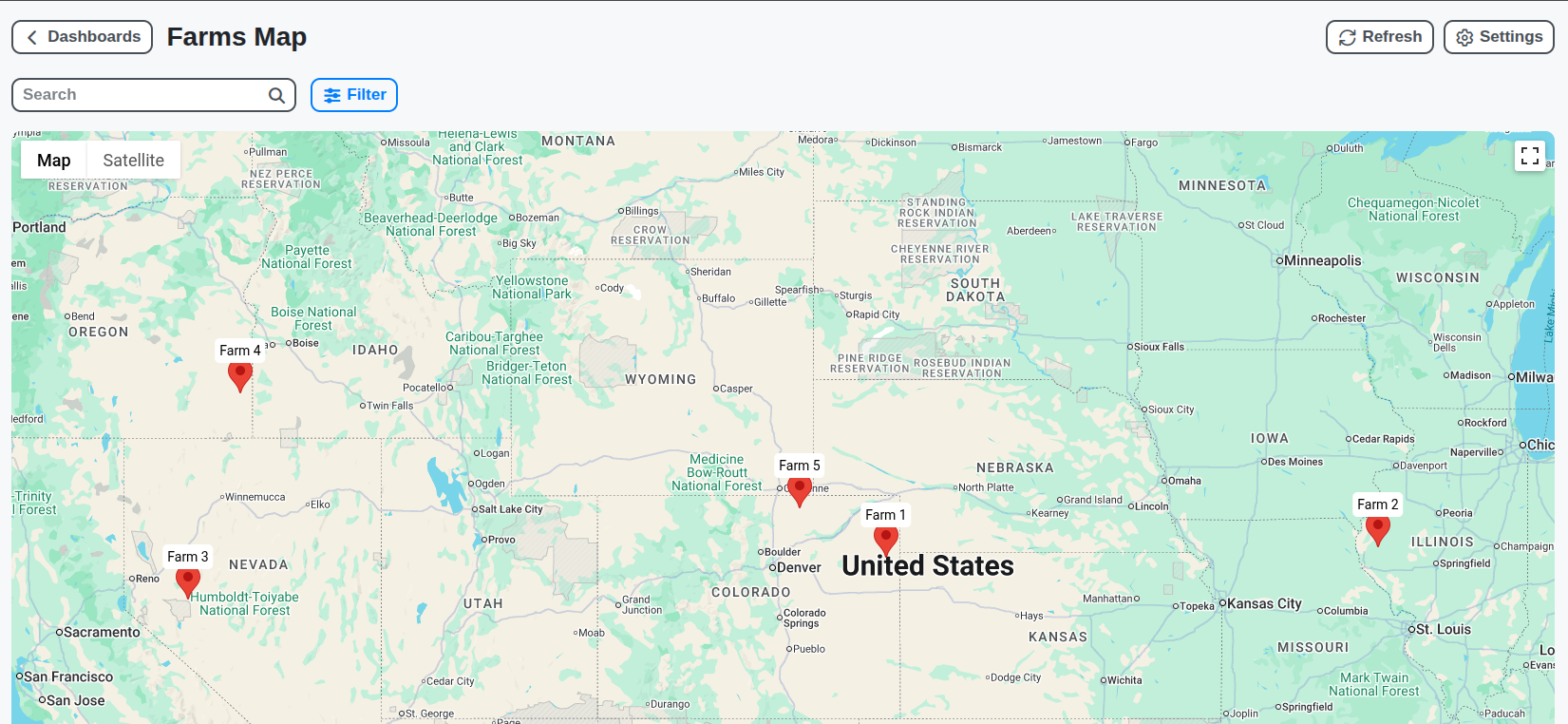 farms map dashboard screenshot
