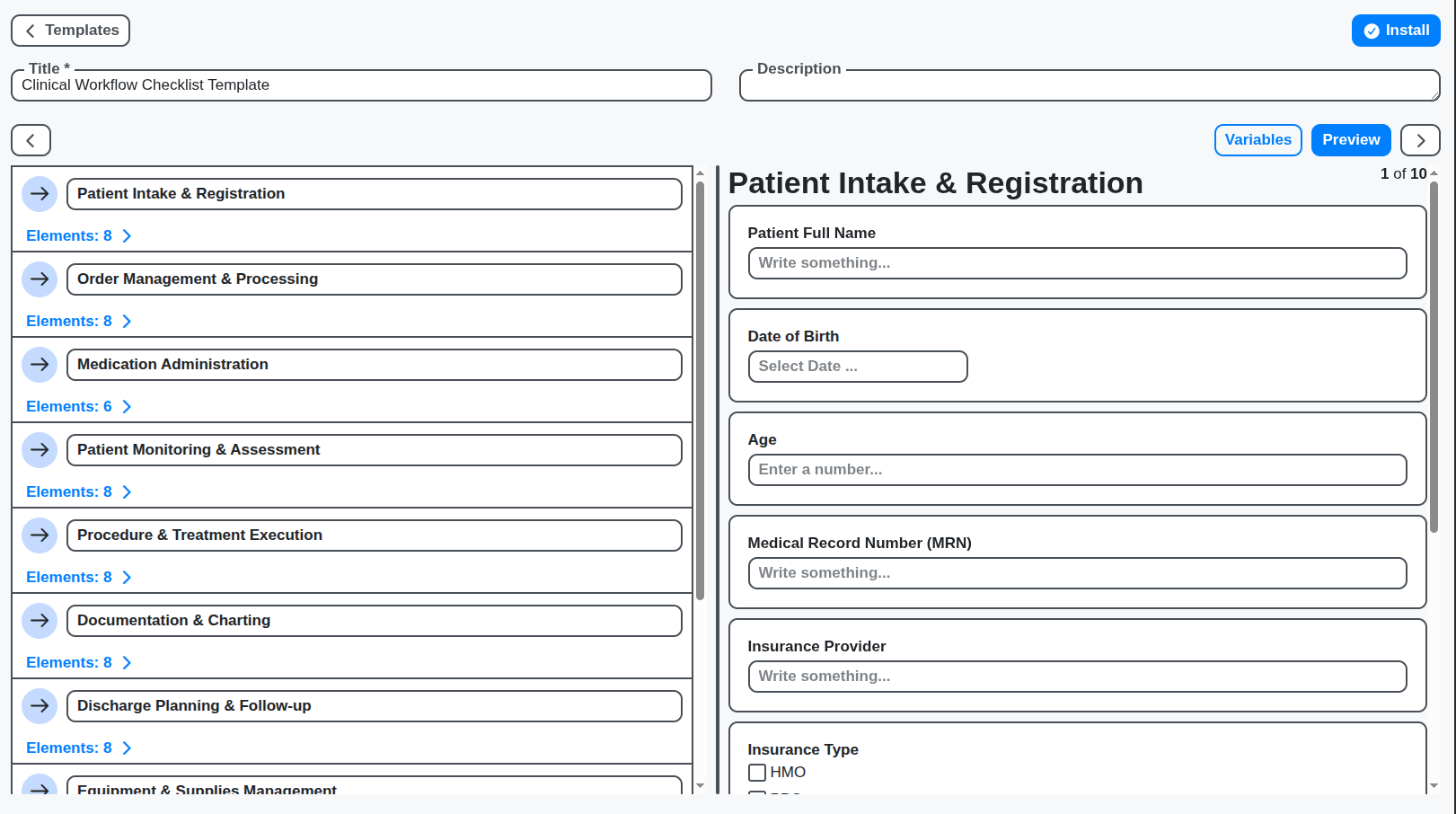 healthcare clinical workflow checklist