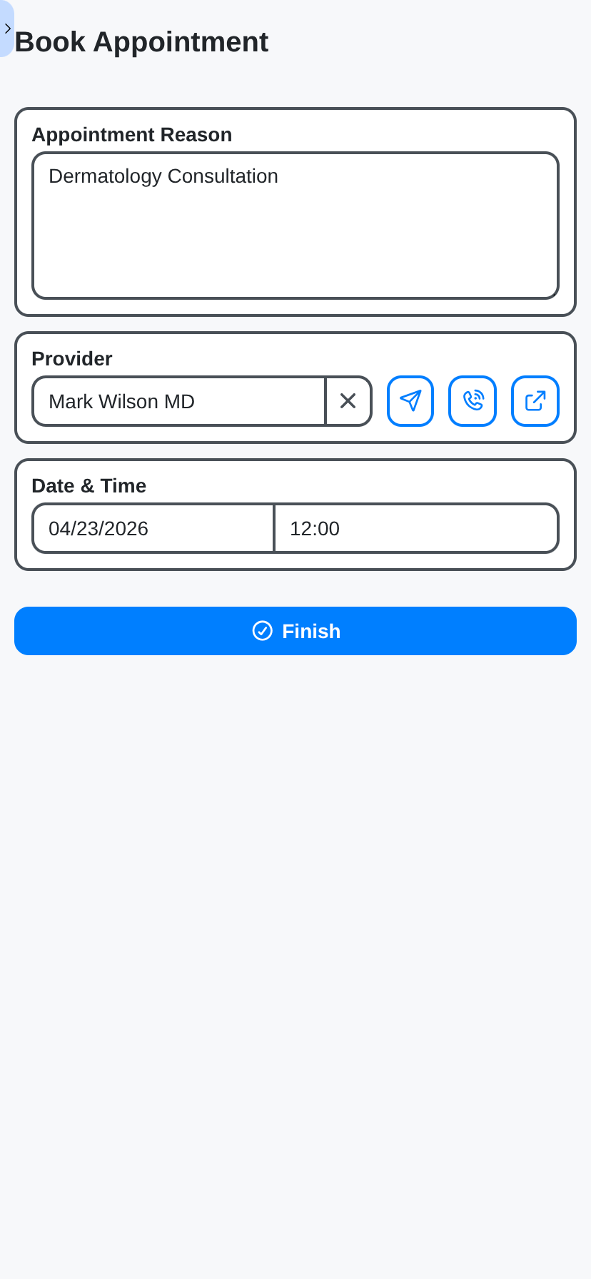 healthcare management - book an appointment checklist for patients on mobile