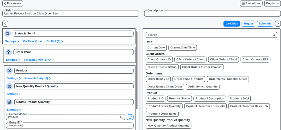 inventory process screenshot from the app