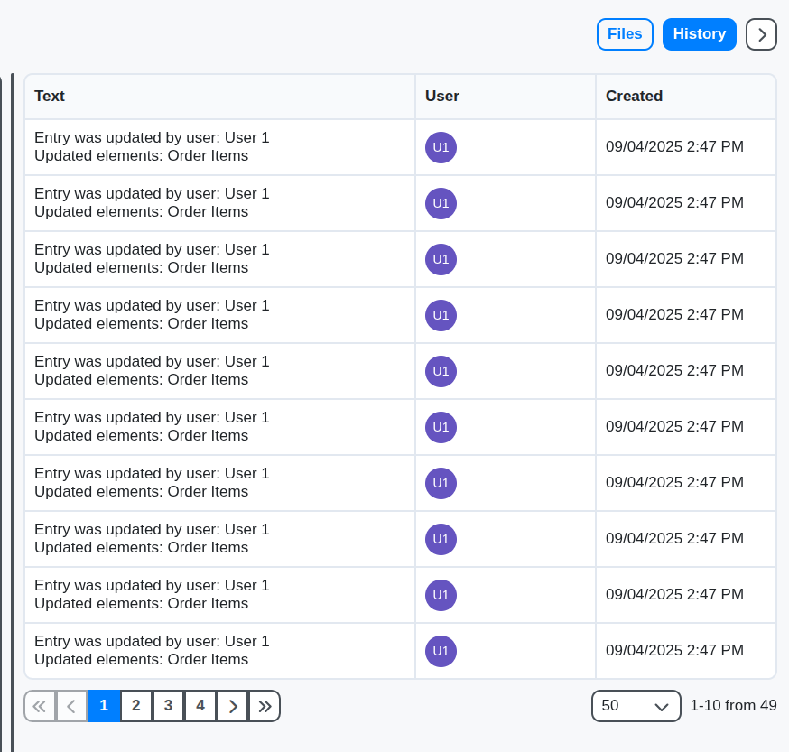 inventory product history table
