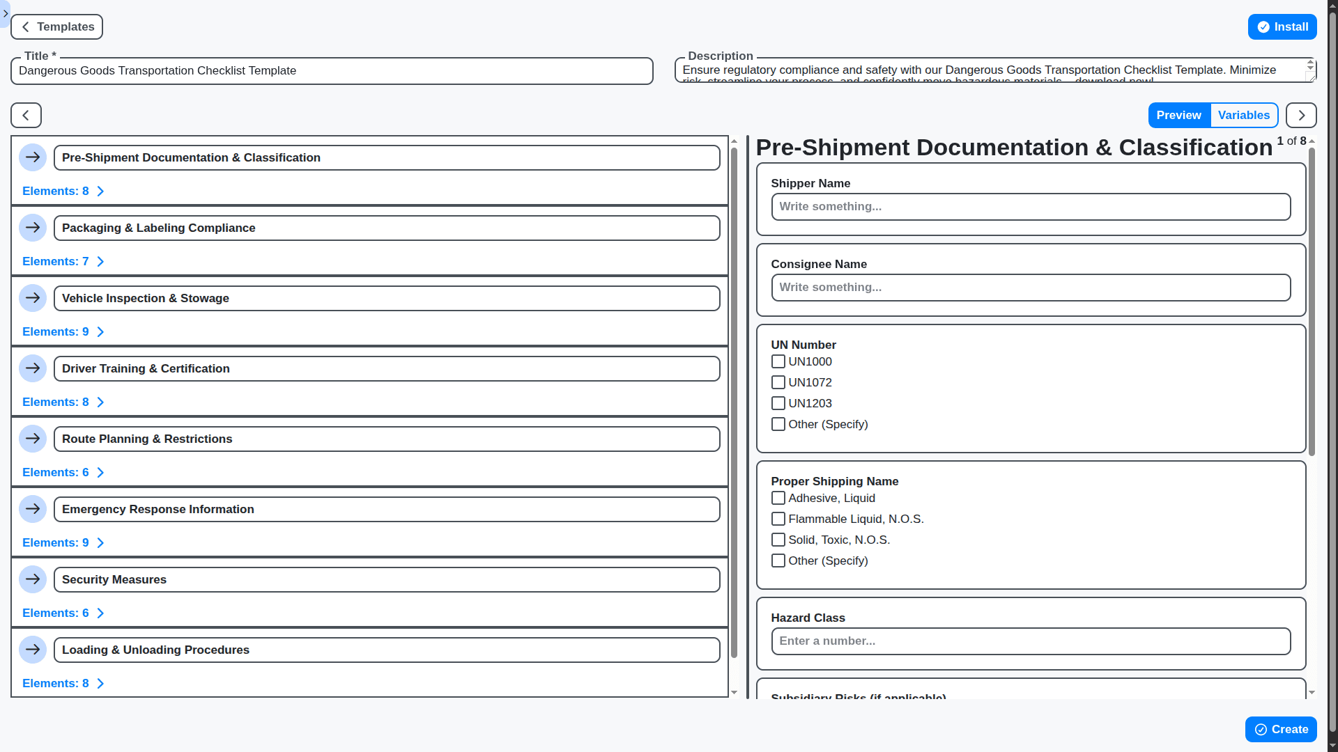 logistics management - dangerous goods transportation checklist template