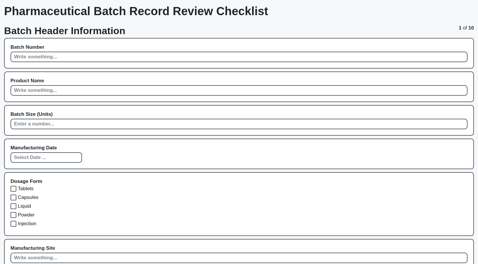 pharmaceutical batch record review checklist screenshot