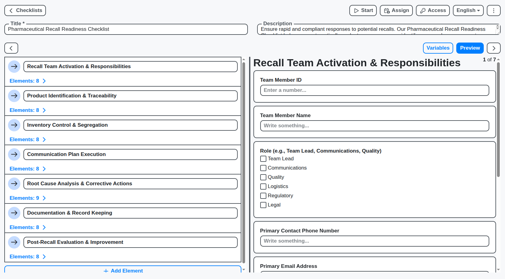 pharmaceutical recall readiness checklist