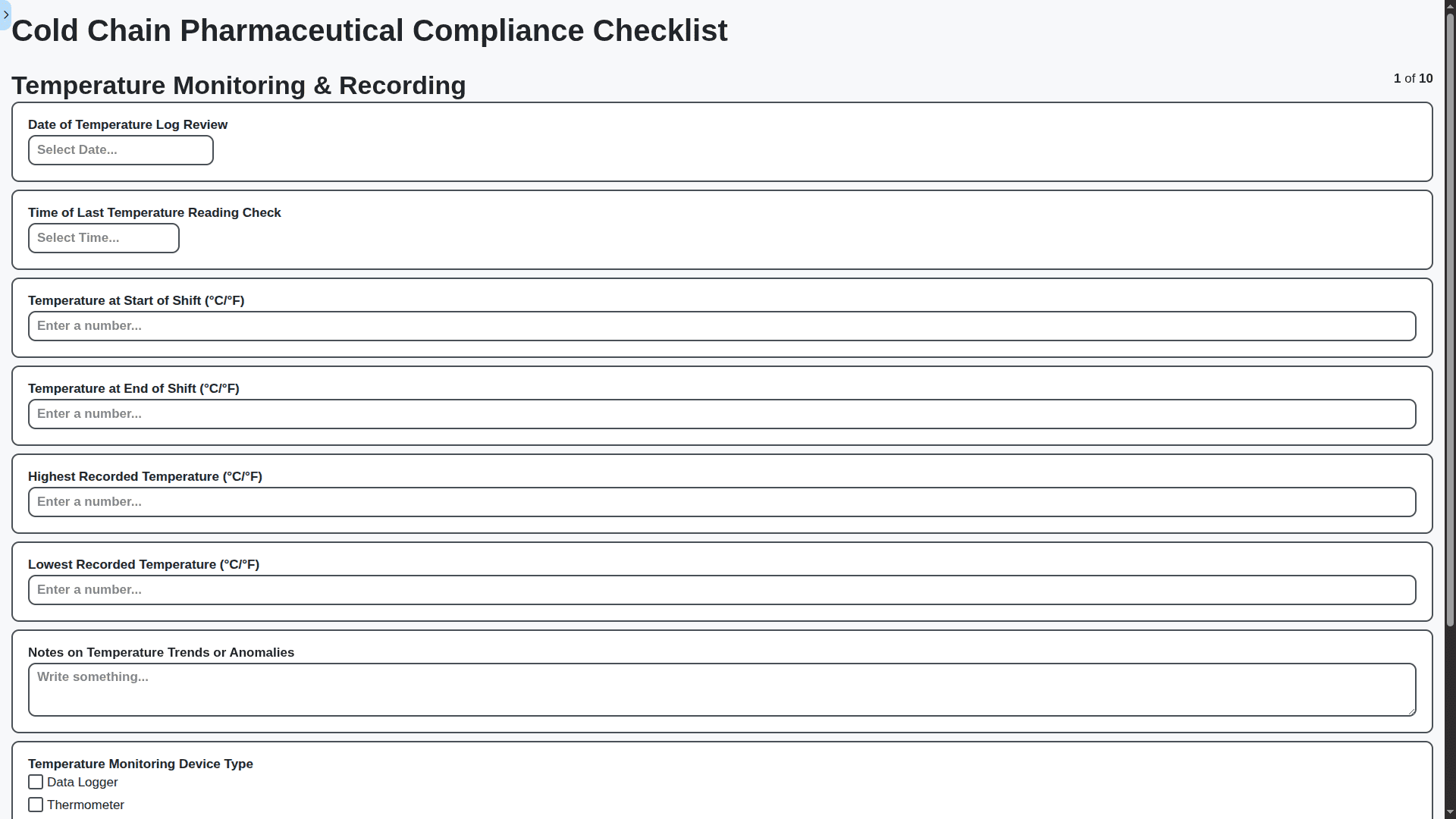 pharmaceutical management - cold chain pharmaceutical compliance checklist task
