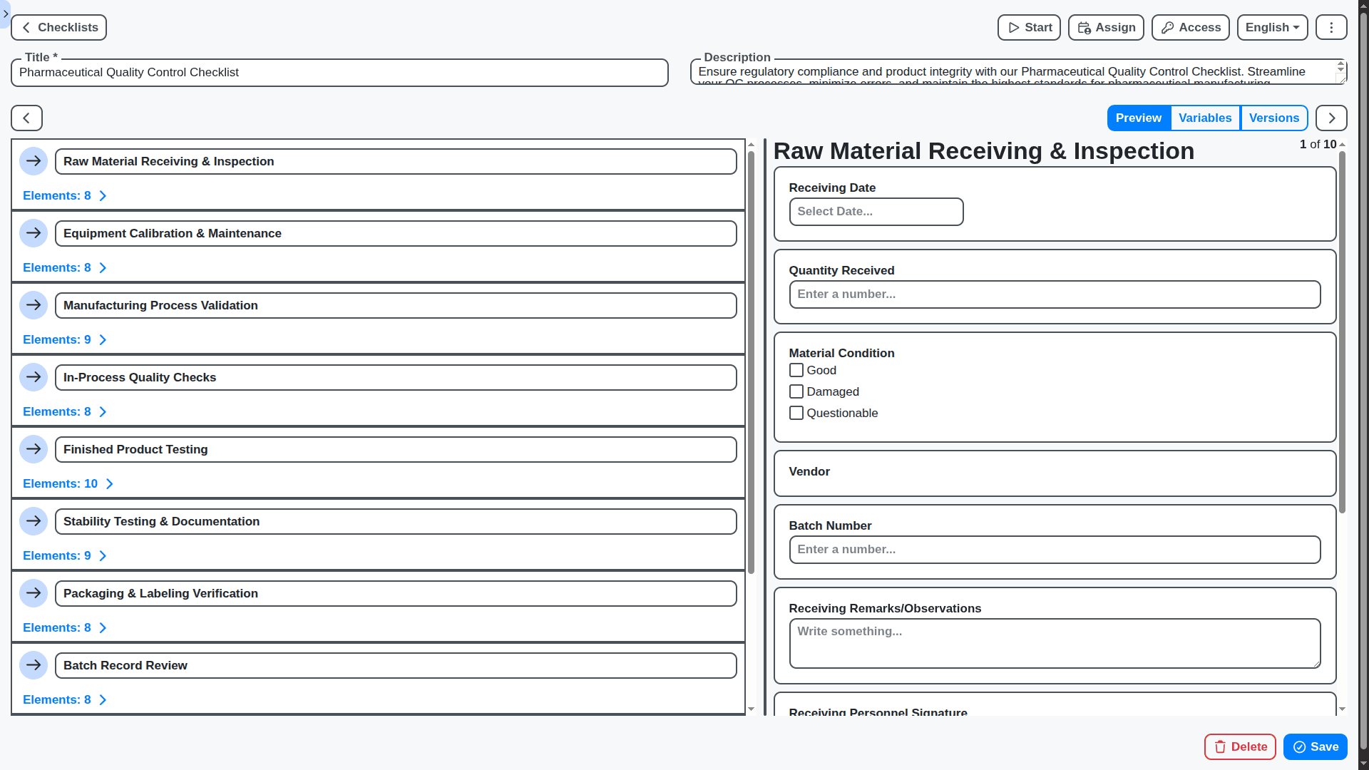pharmaceutical management - pharmaceutical quality control checklist