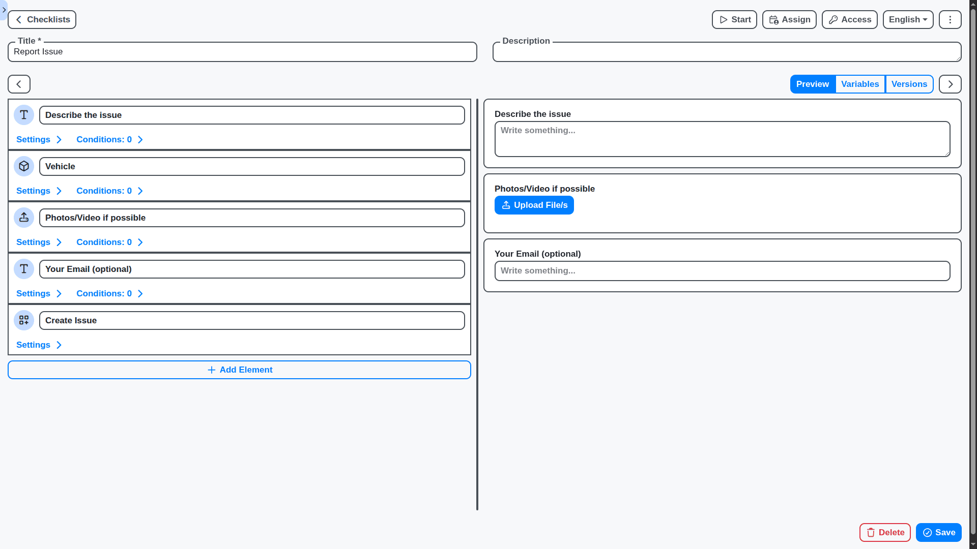 public transport management - report issue public checklist