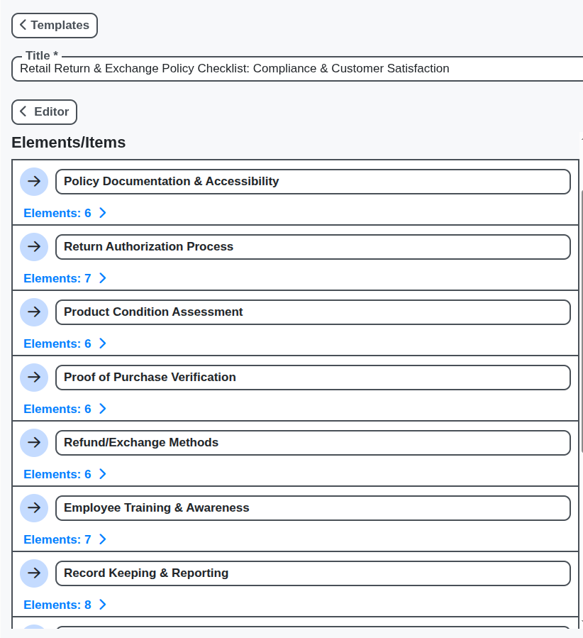 retail return procedures checklist