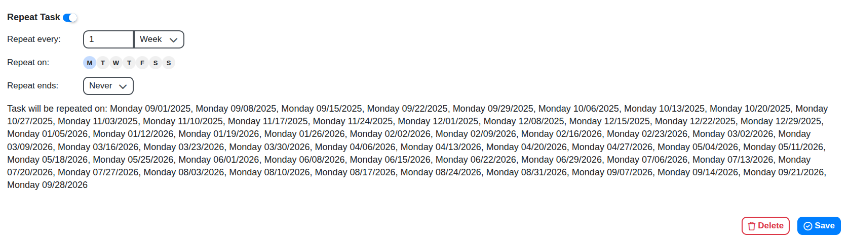 schedule task every week screenshot