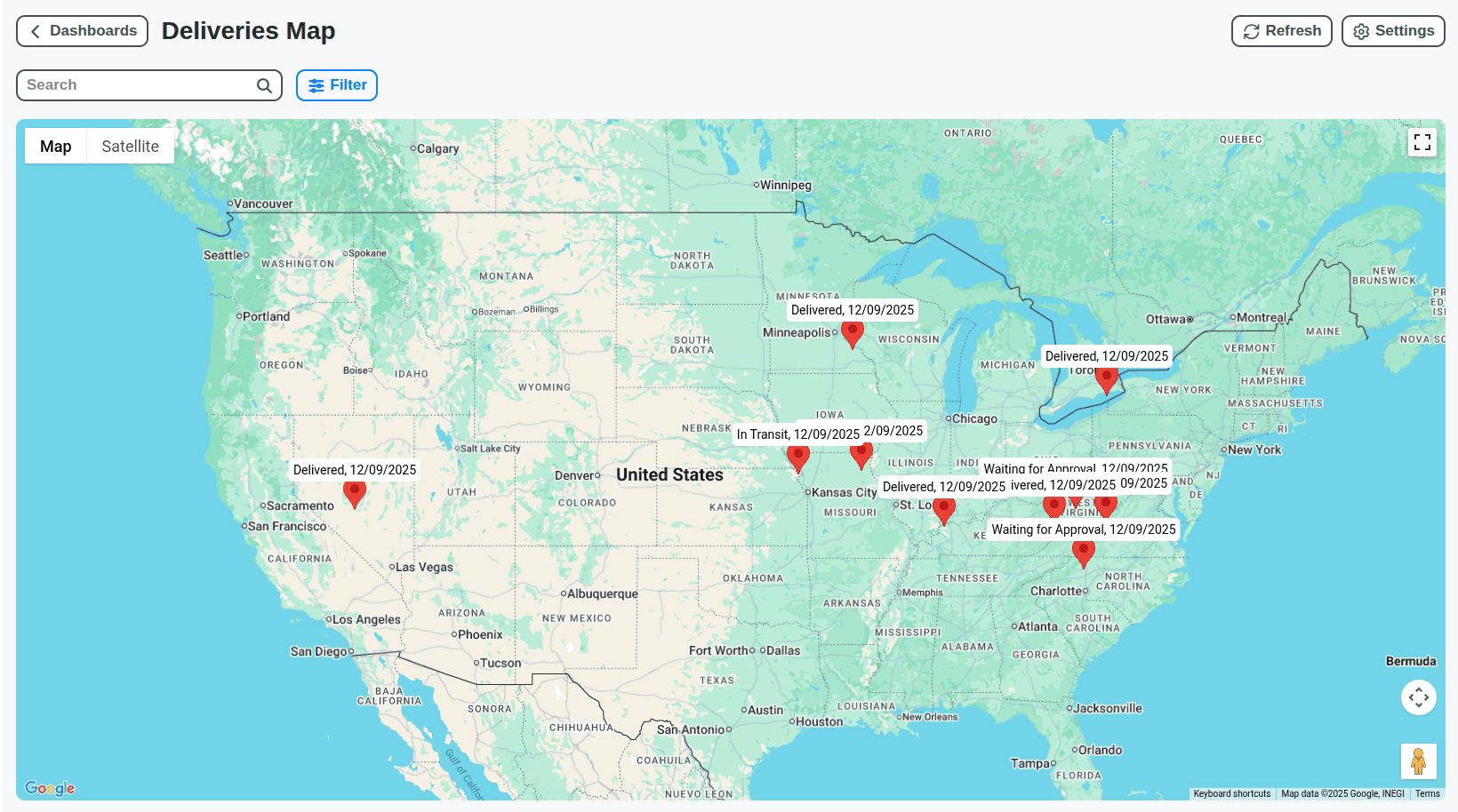 scm deliveries map screenshot