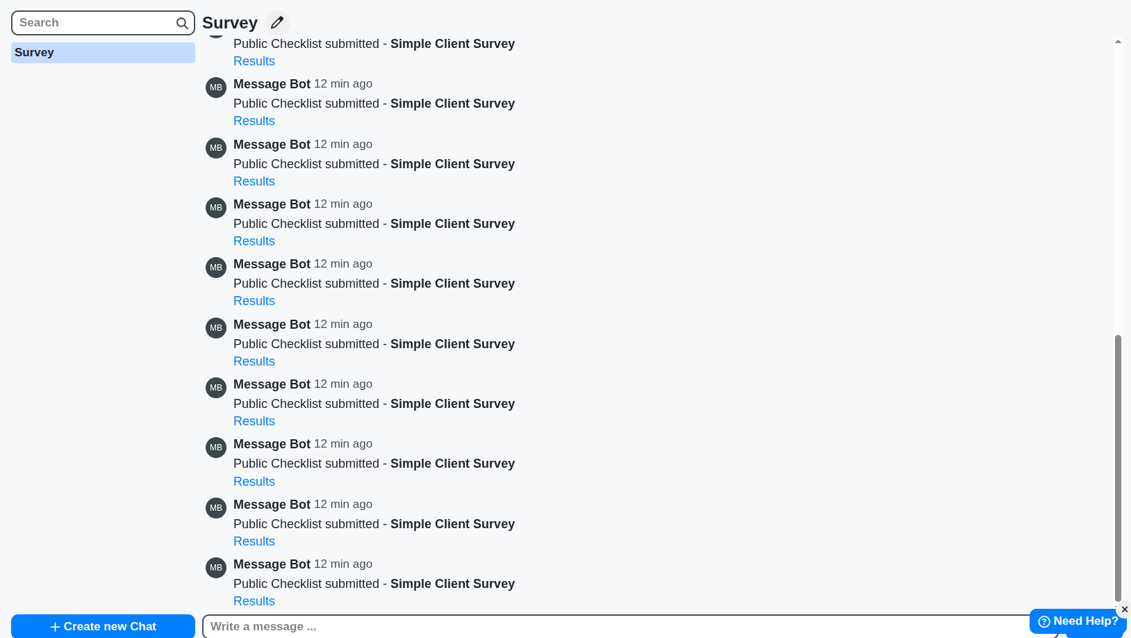 automated messages from survey completion