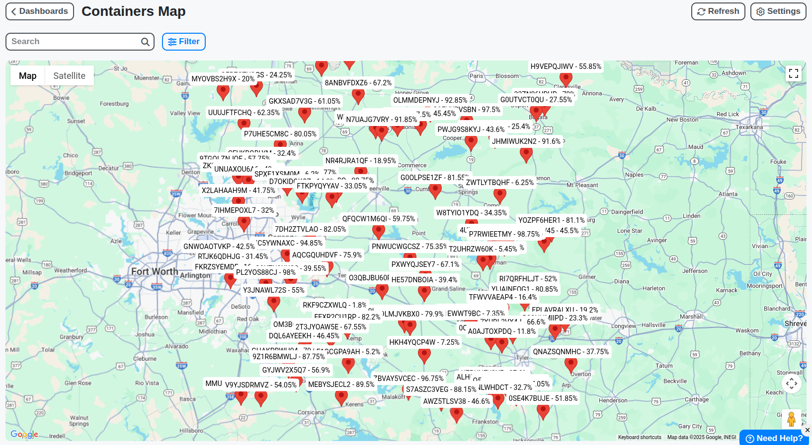 waste management containers map
