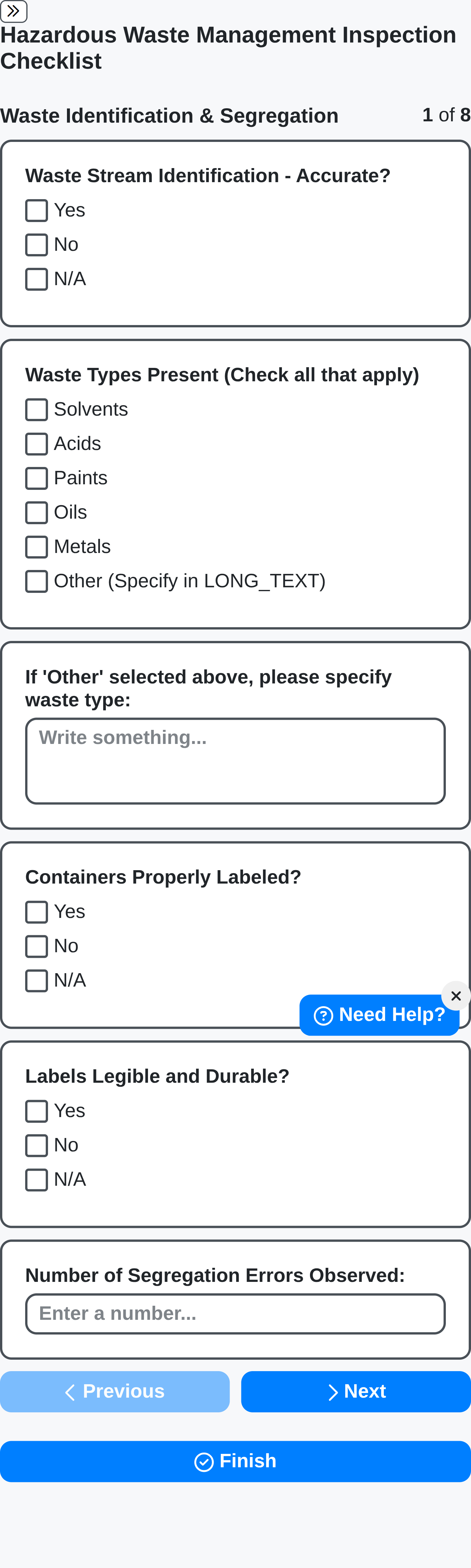waste management mobile checklist