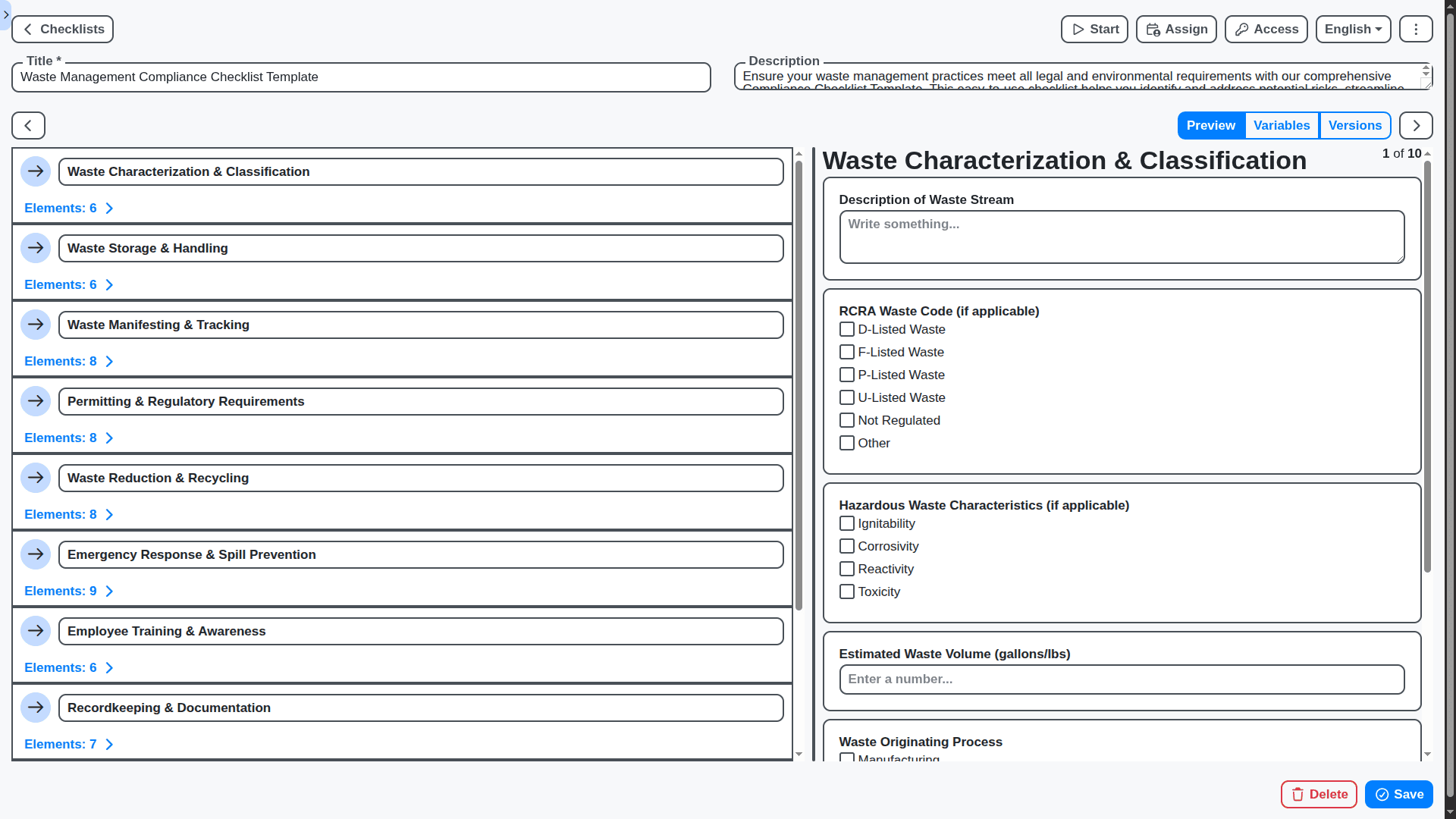 waste management - waste management compliance checklist