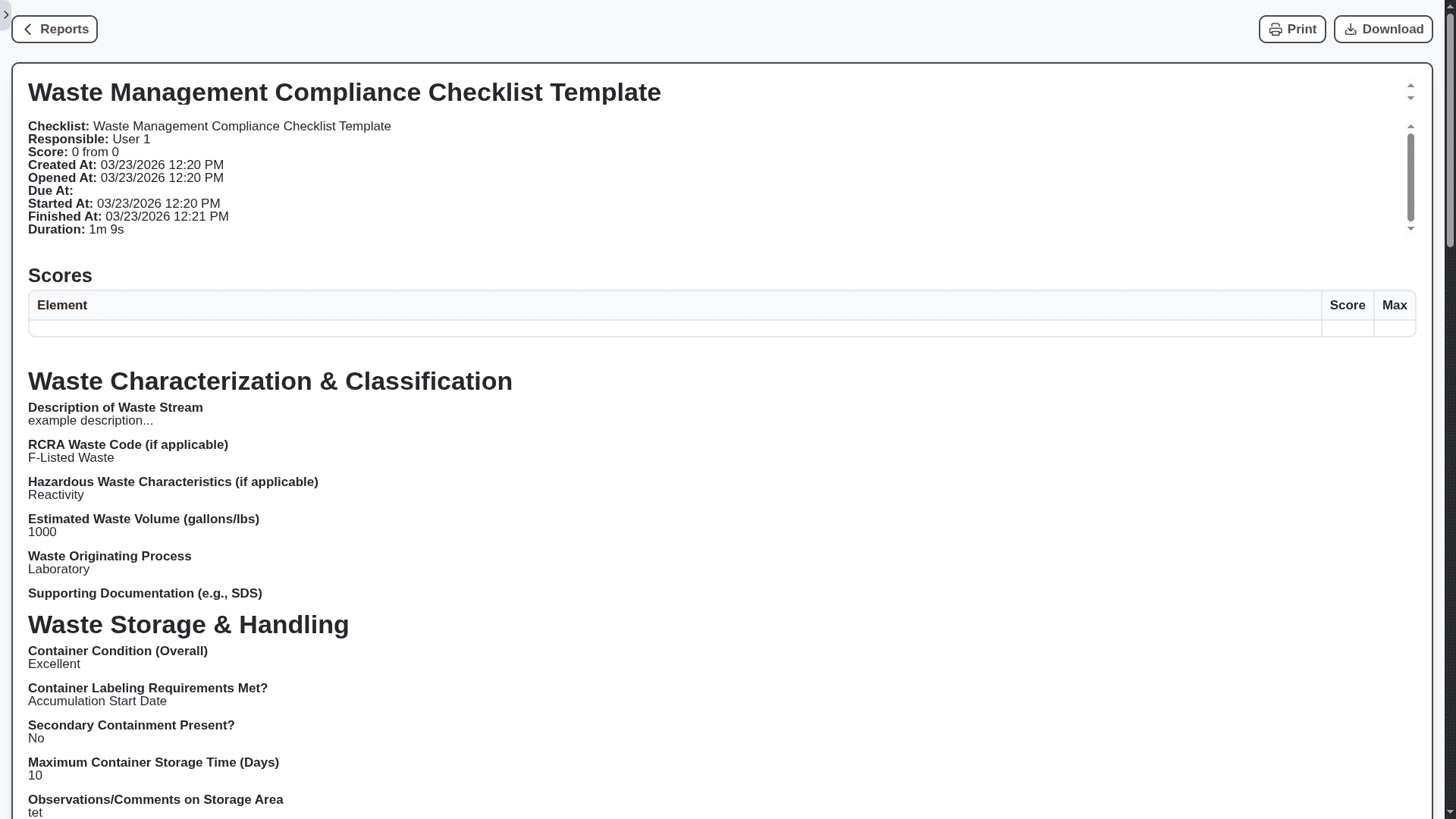 waste management - waste management compliance report